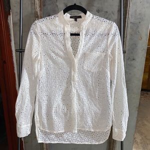 BCBG Max Azria Lola Eyelet White Blouse Top